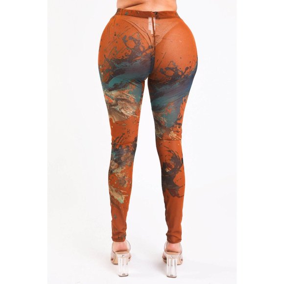 Women's Casual Printed Skinny Gym,Sports,Yoga Sexy Leggings Pants Rust-Combo - Picture 5 of 8